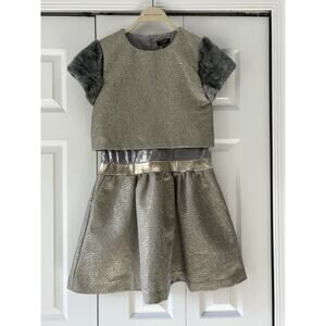 Imoga Girls Party Dress Every & Silver Fur Sz 14